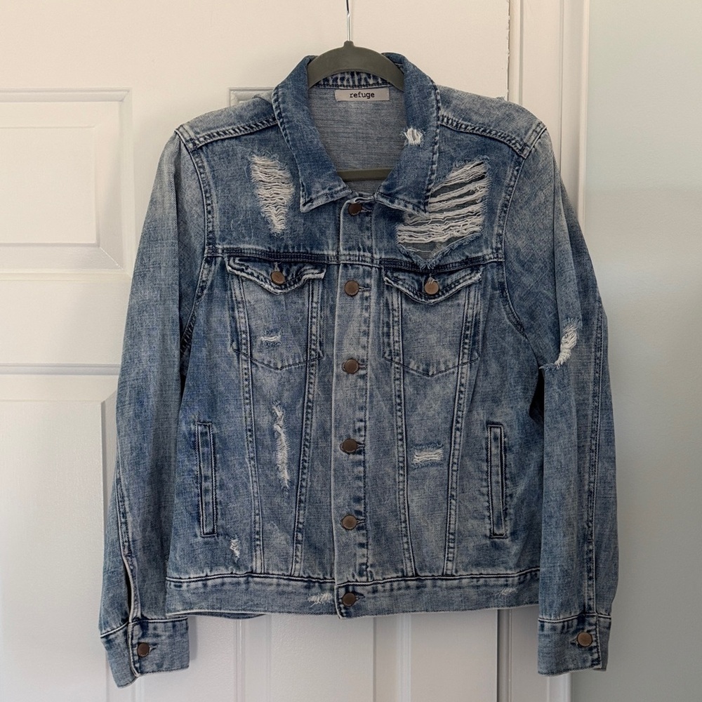 Refuge Light Blue Distressed Denim Jacket